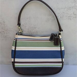 Coach Y2K Demi-Hampton Striped Multicolor Baguette Shoulder Bag.